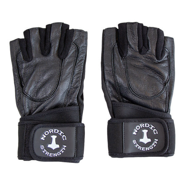 Training gloves with support in black leather