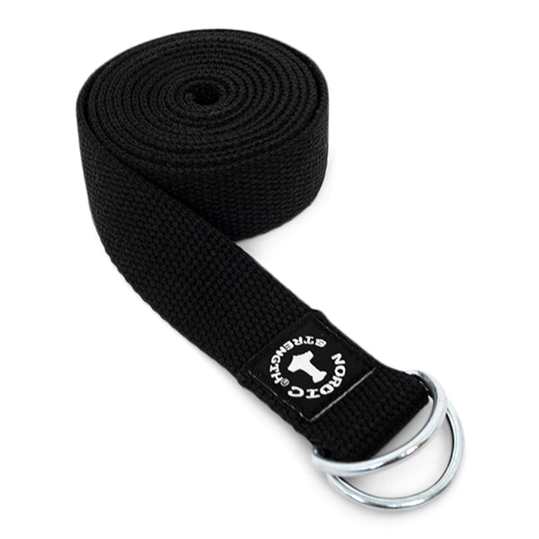 Yoga belt with a metal D-ring - Black