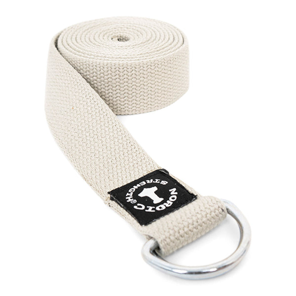 Yoga belt with a metal D-ring - Light gray