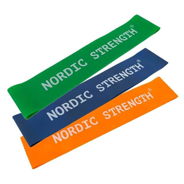 Resistance band 3-PACK from Nordic strength (Green + blue + orange)